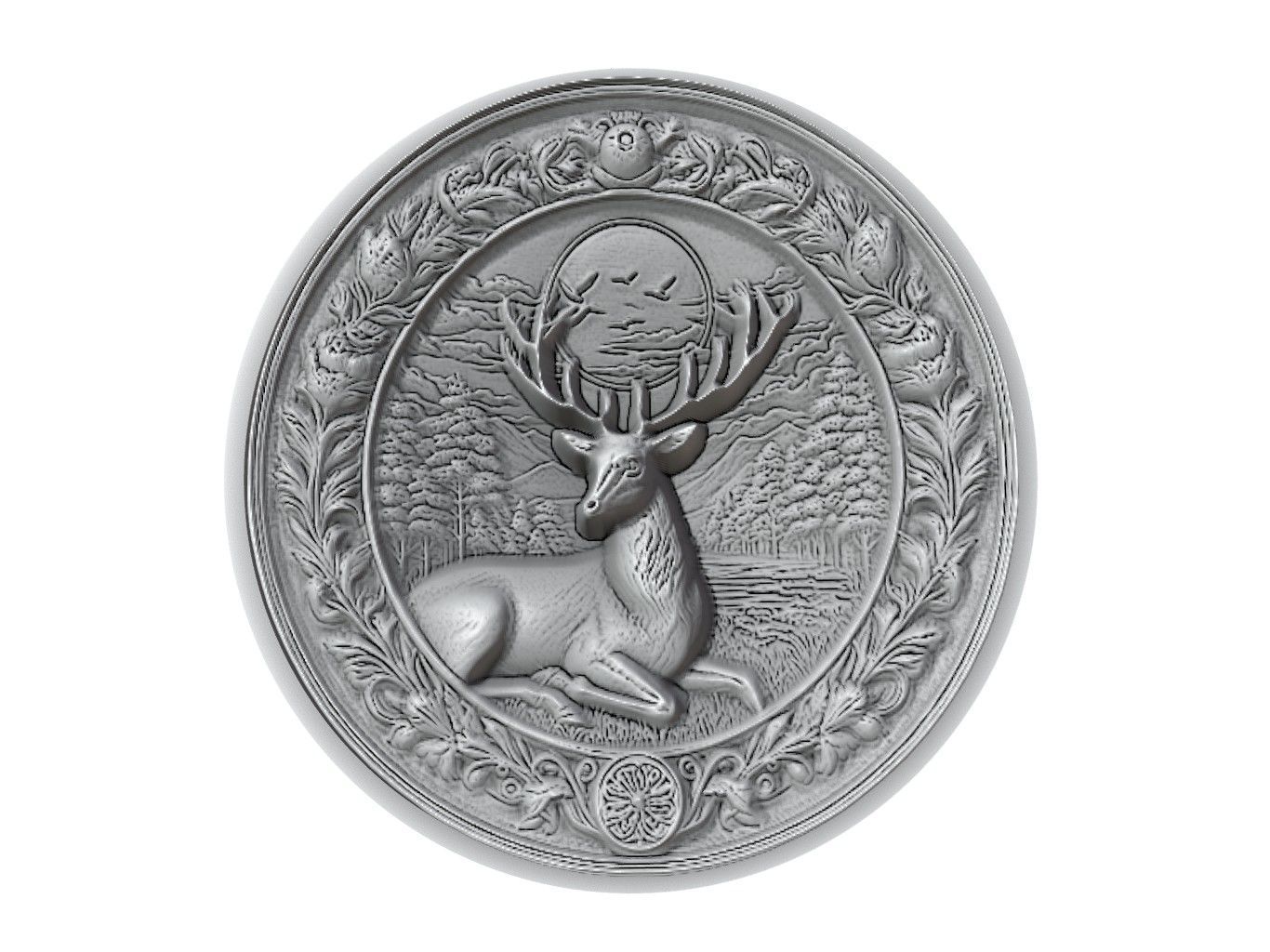 Deer Animal Medallion 3D print model_2