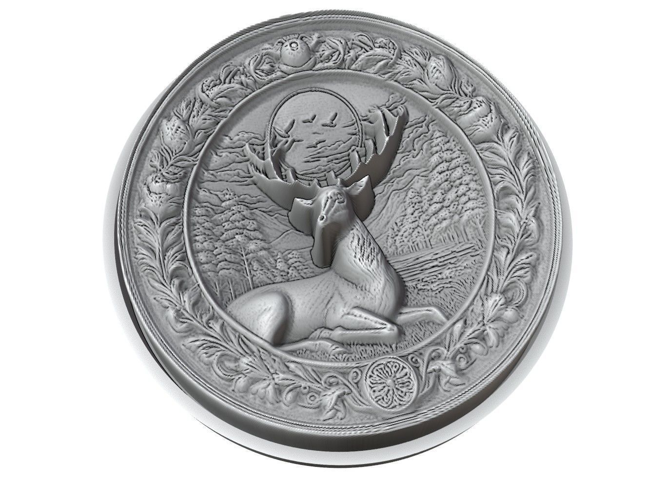 Deer Animal Medallion 3D print model_3