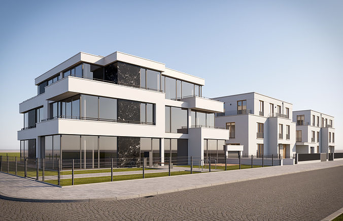 Modern City Villas 3D model 2
