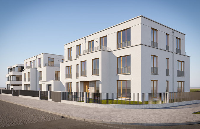Modern City Villas 3D model 4