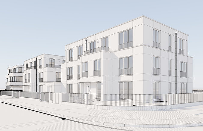 Modern City Villas 3D model 5