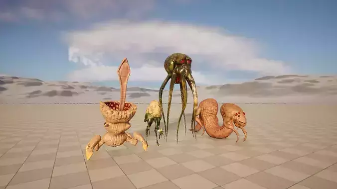 Custom rigged animated game-ready monsters collection 3