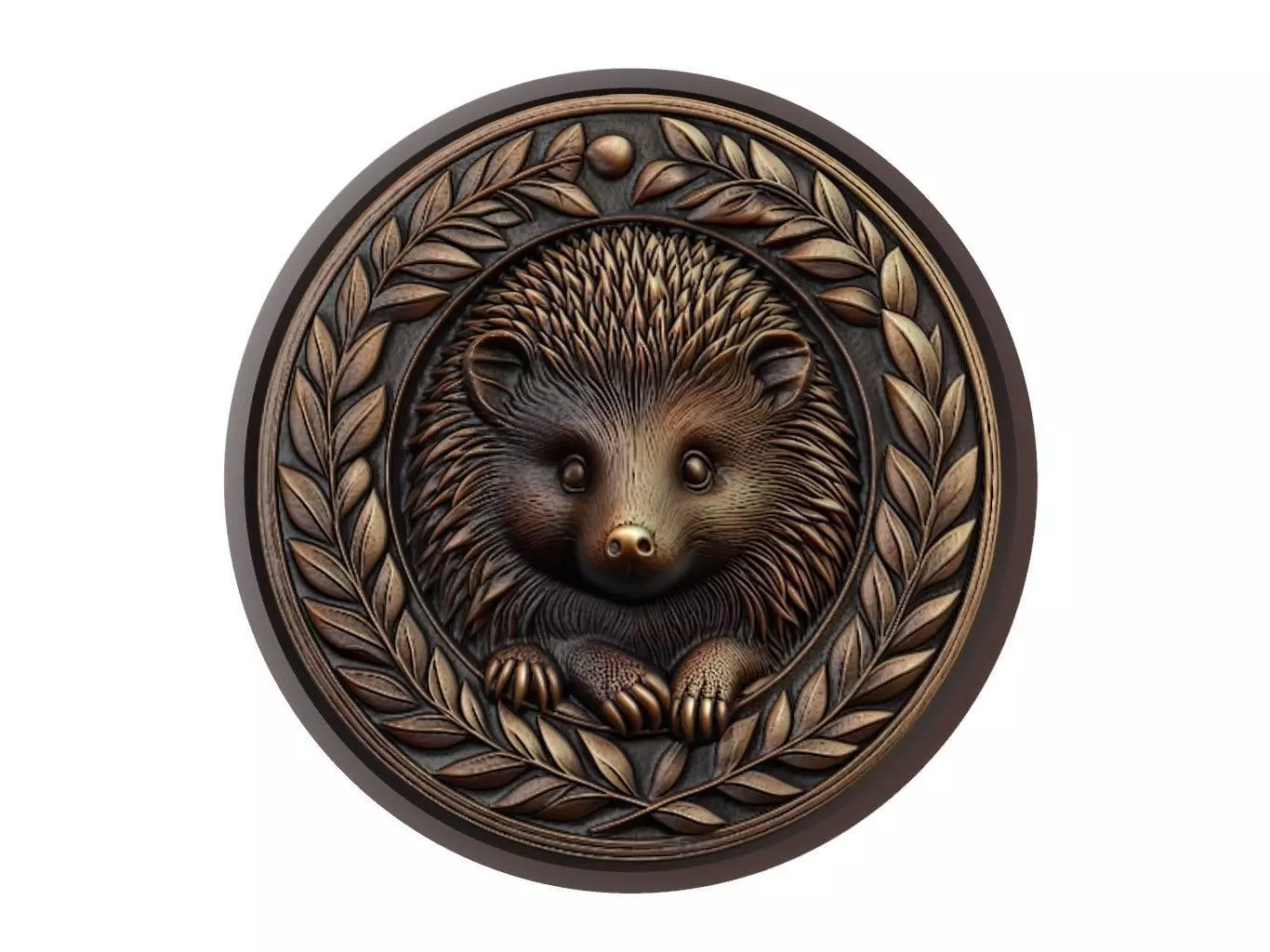 Hedgehog Animal Medallion 3D print model