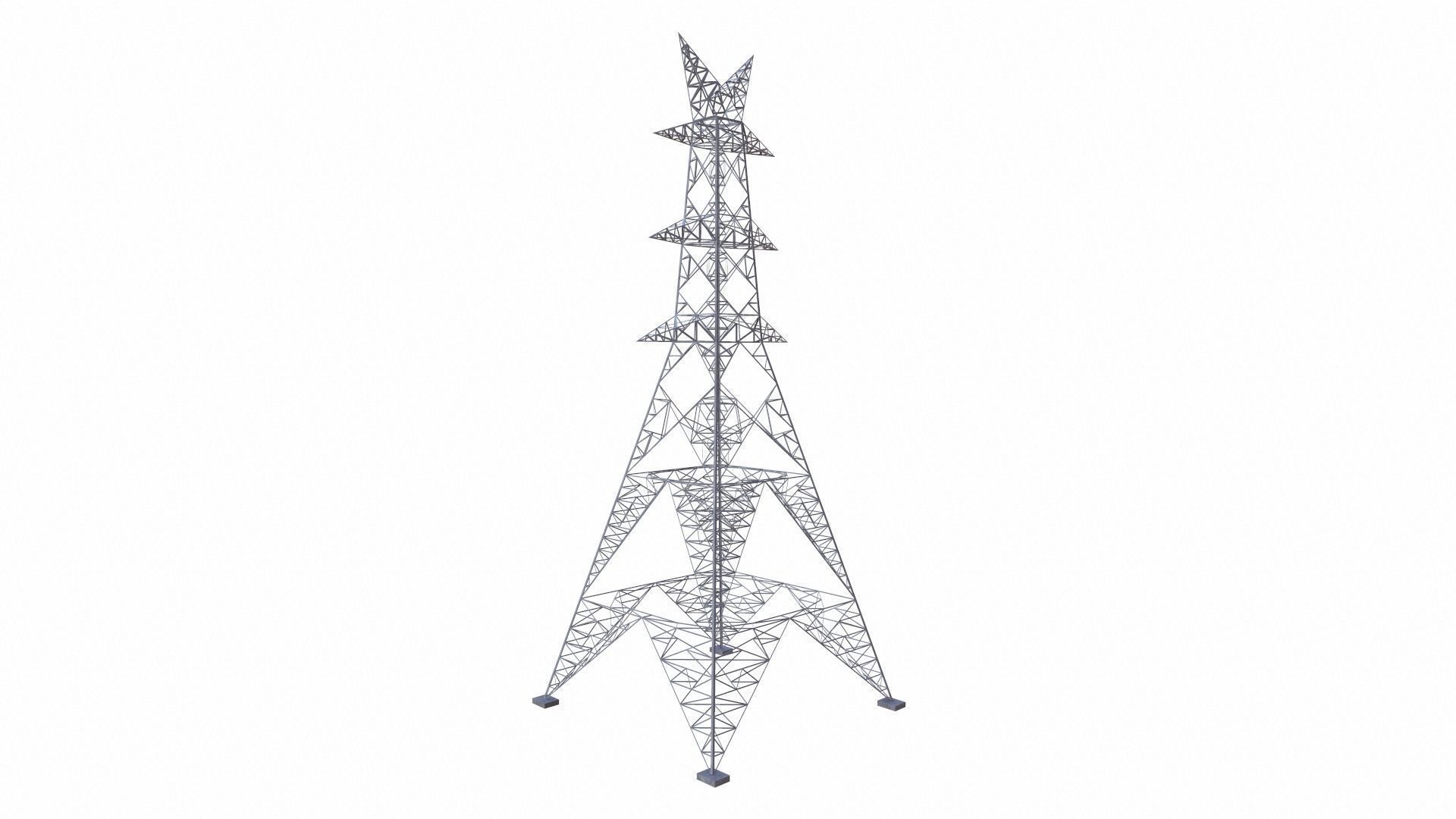 Electric Power Tower Low-poly 3D model_4