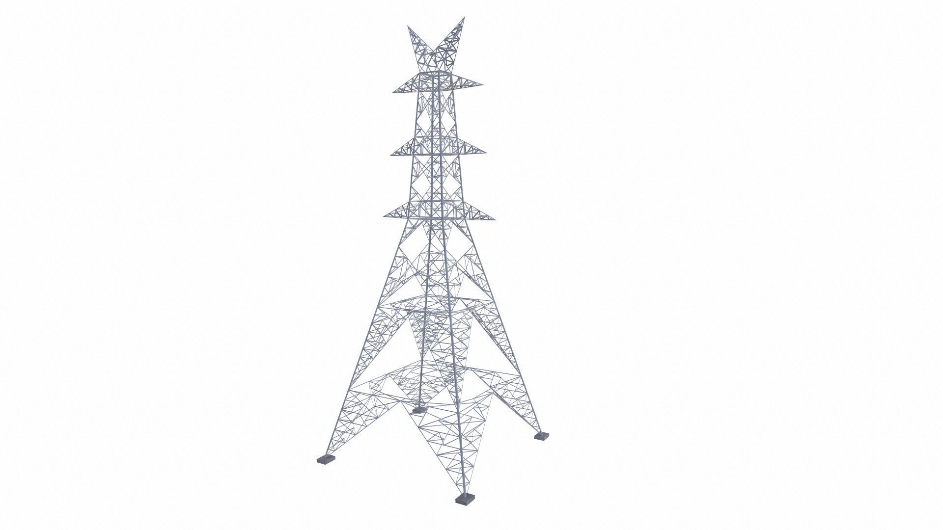 Electric Power Tower Low-poly 3D model_2