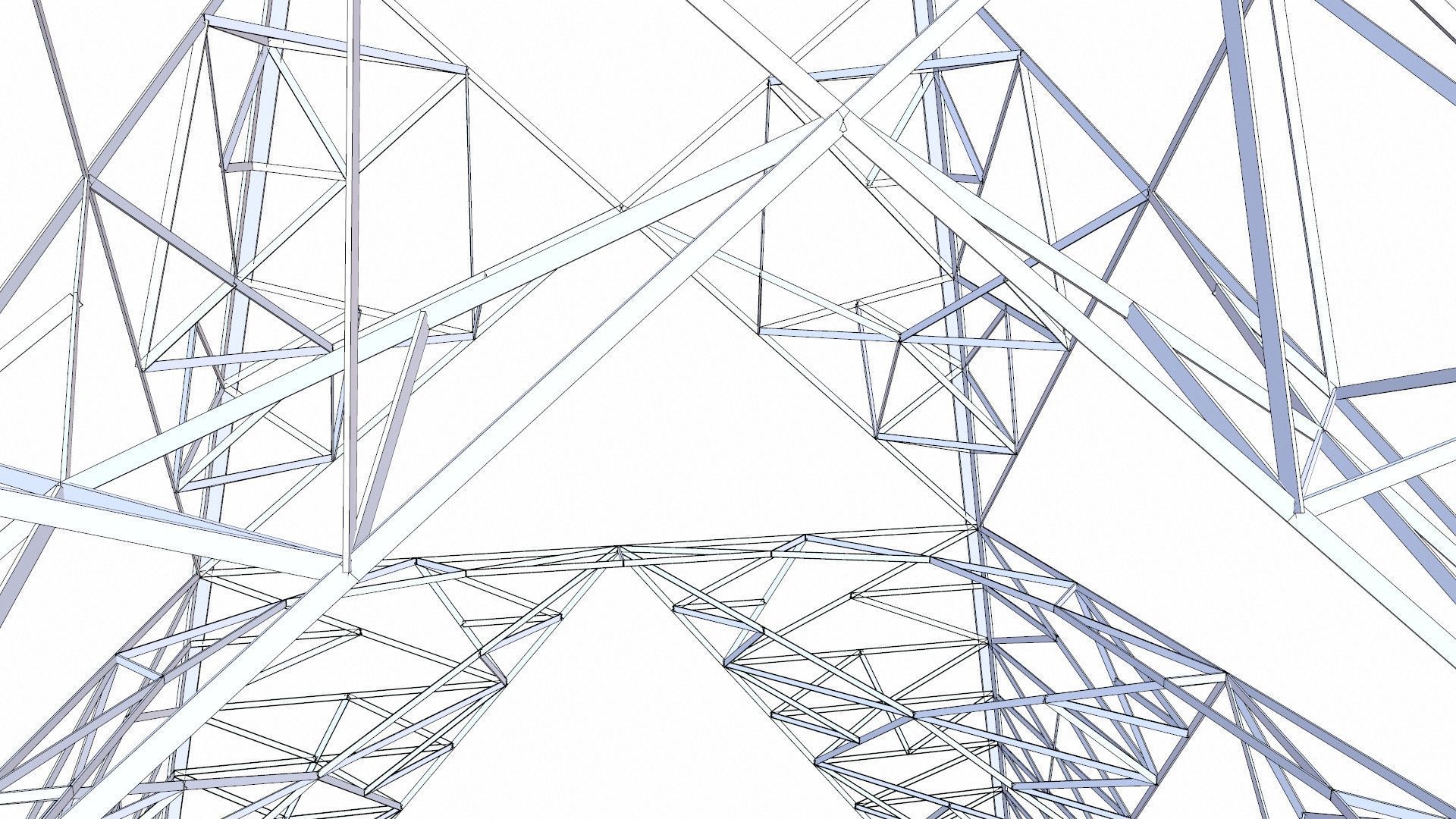 Electric Power Tower Low-poly 3D model_12