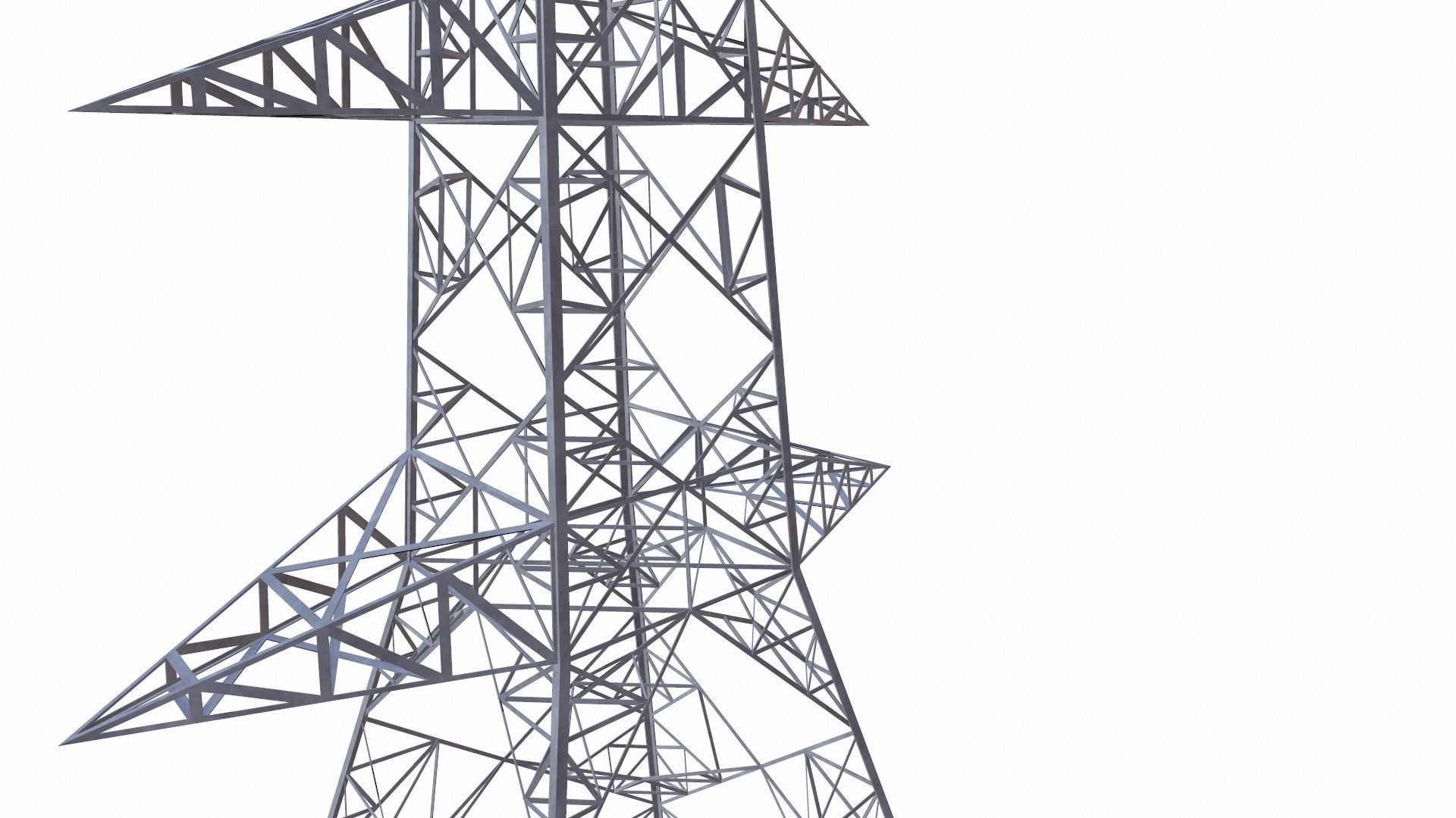 Electric Power Tower Low-poly 3D model_8