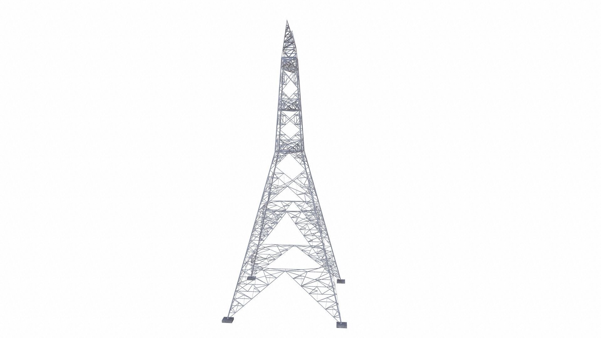 Electric Power Tower Low-poly 3D model_3