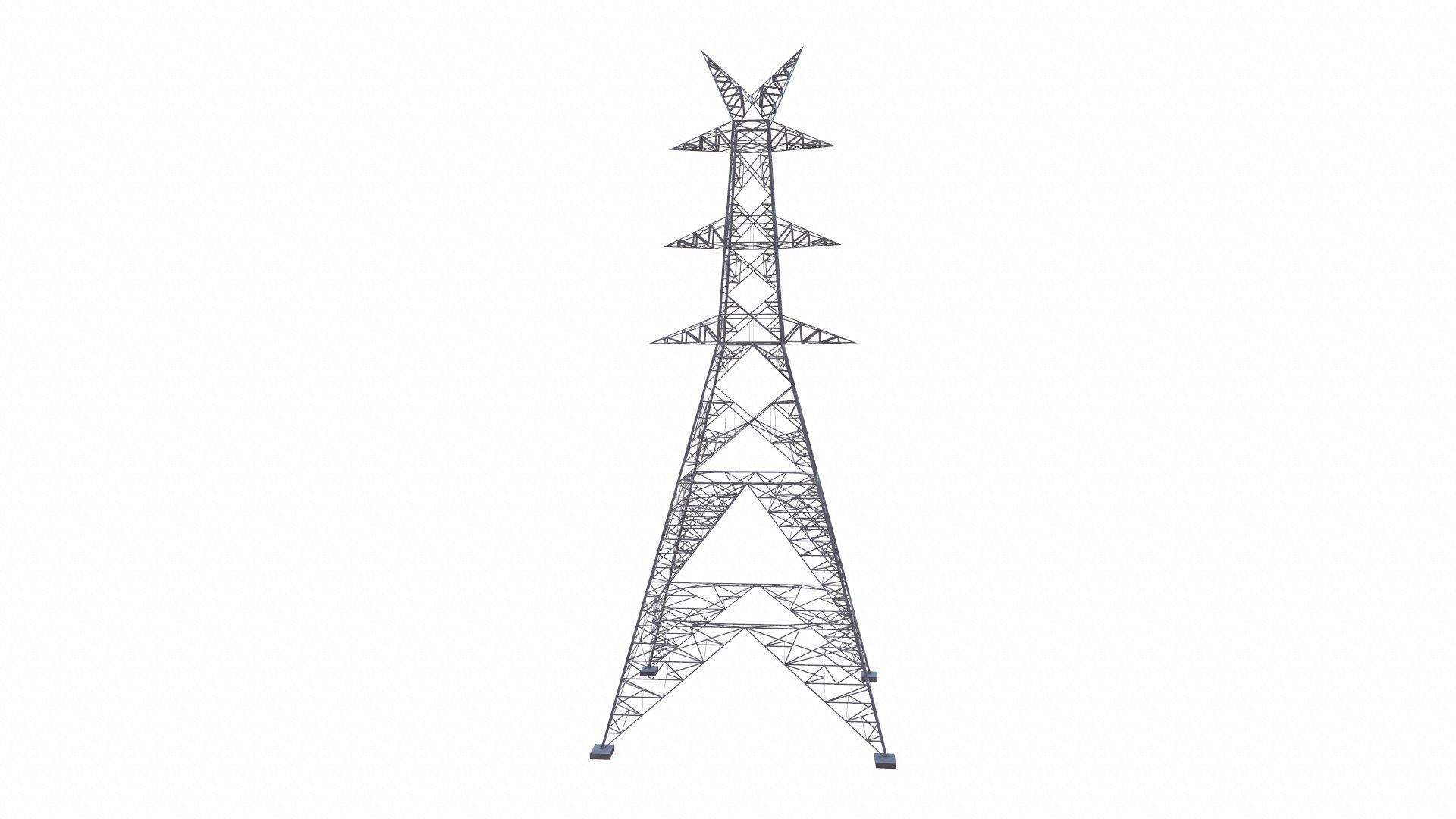 Electric Power Tower Low-poly 3D model_5
