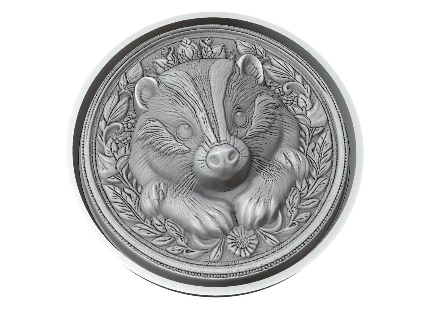 Skunk Animal Medallion 3D print model_3
