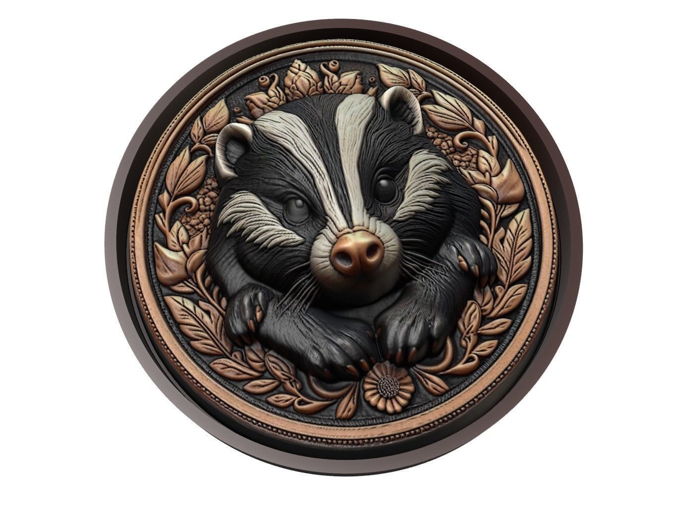 Skunk Animal Medallion 3D print model_1