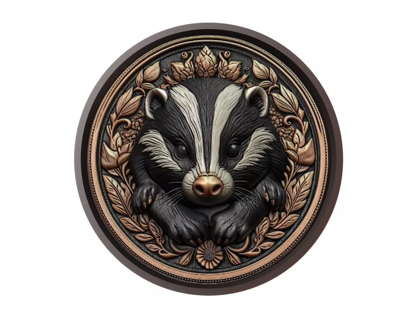 Skunk Animal Medallion 3D print model_0