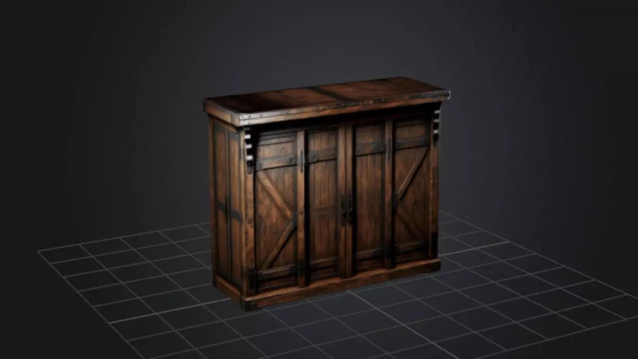 Wooden Wardrobe Almirah 3D model_0