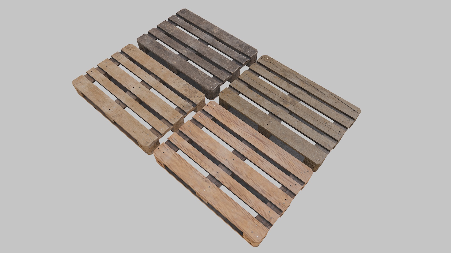 Pallets wooden pack Low-poly 3D model_9