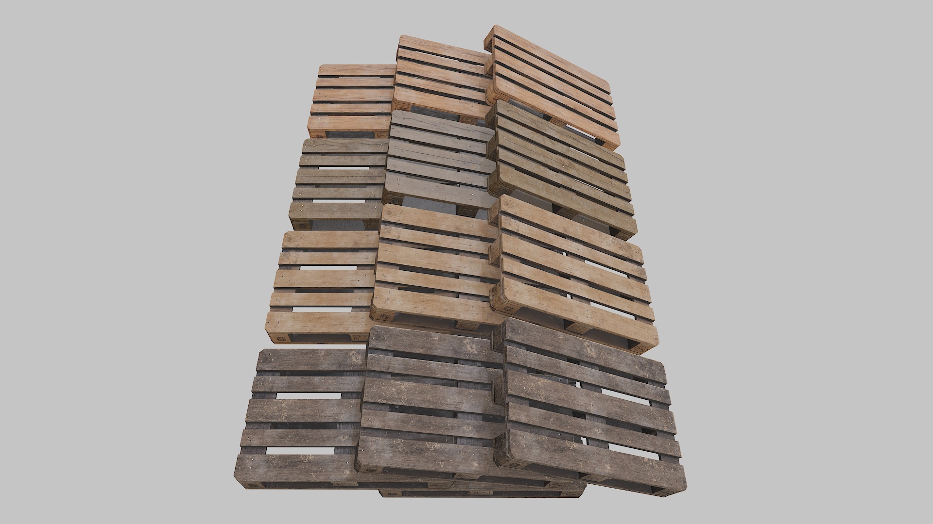 Pallets wooden pack Low-poly 3D model_11