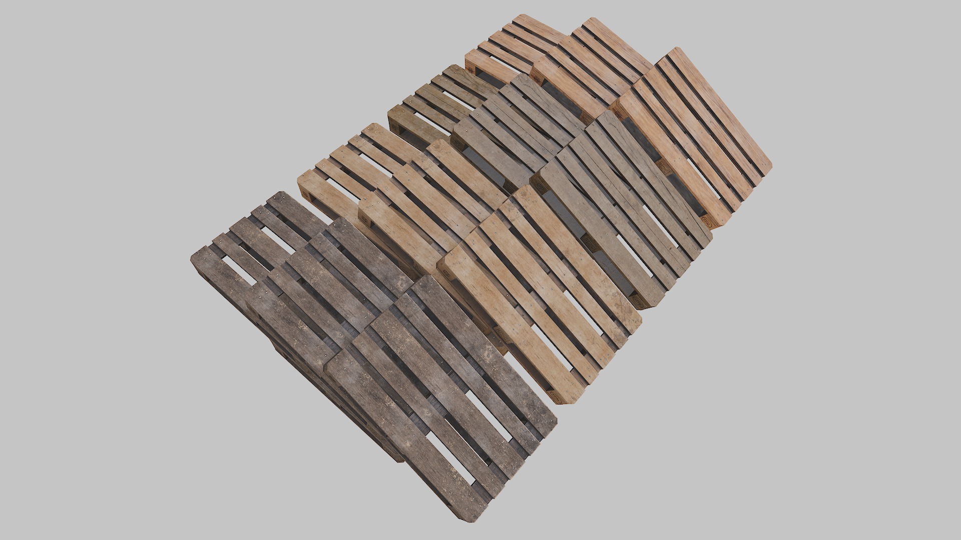 Pallets wooden pack Low-poly 3D model_12