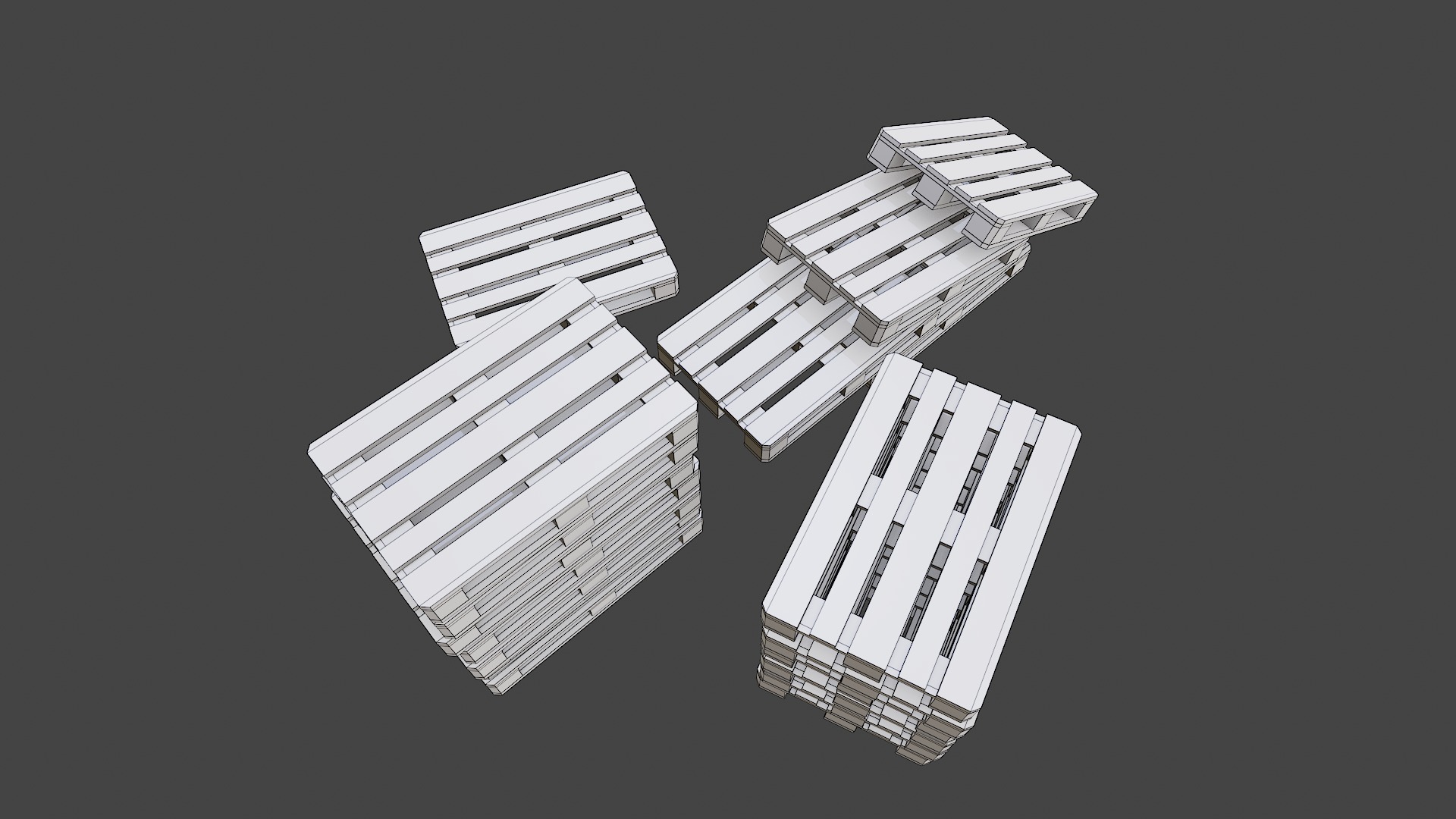 Pallets wooden pack Low-poly 3D model_23