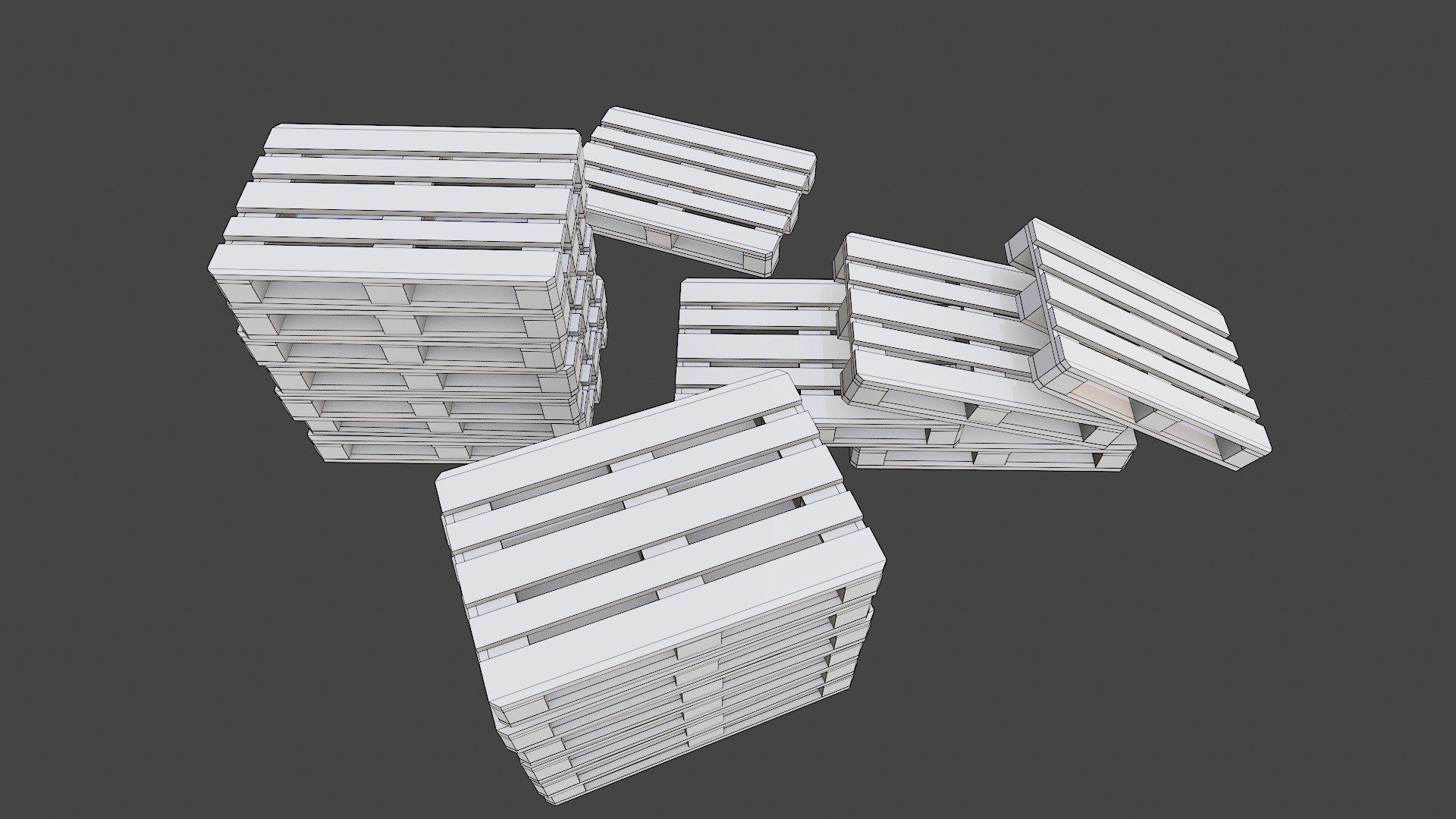 Pallets wooden pack Low-poly 3D model_21