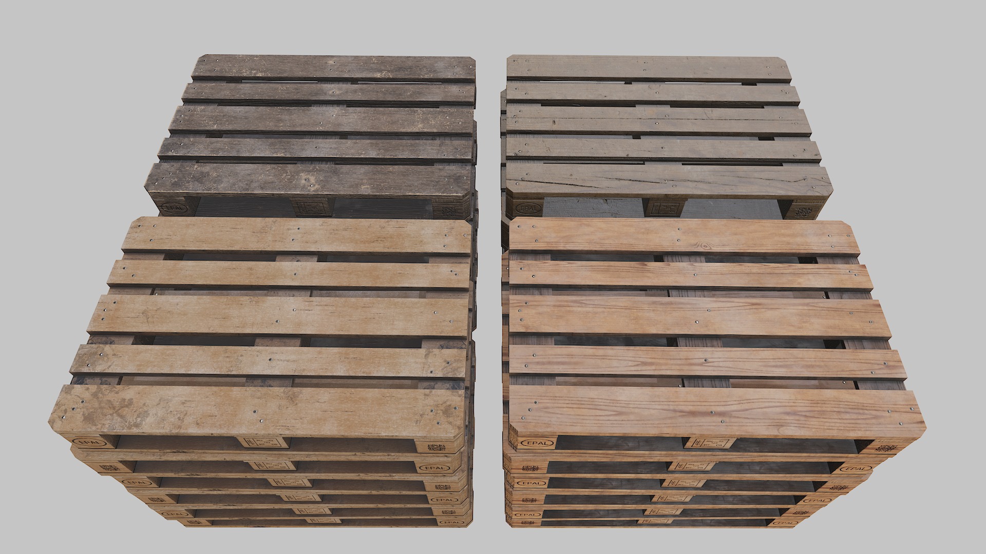 Pallets wooden pack Low-poly 3D model_14