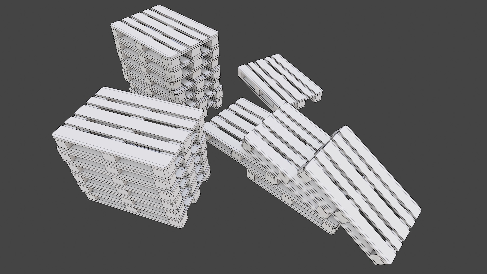 Pallets wooden pack Low-poly 3D model_22