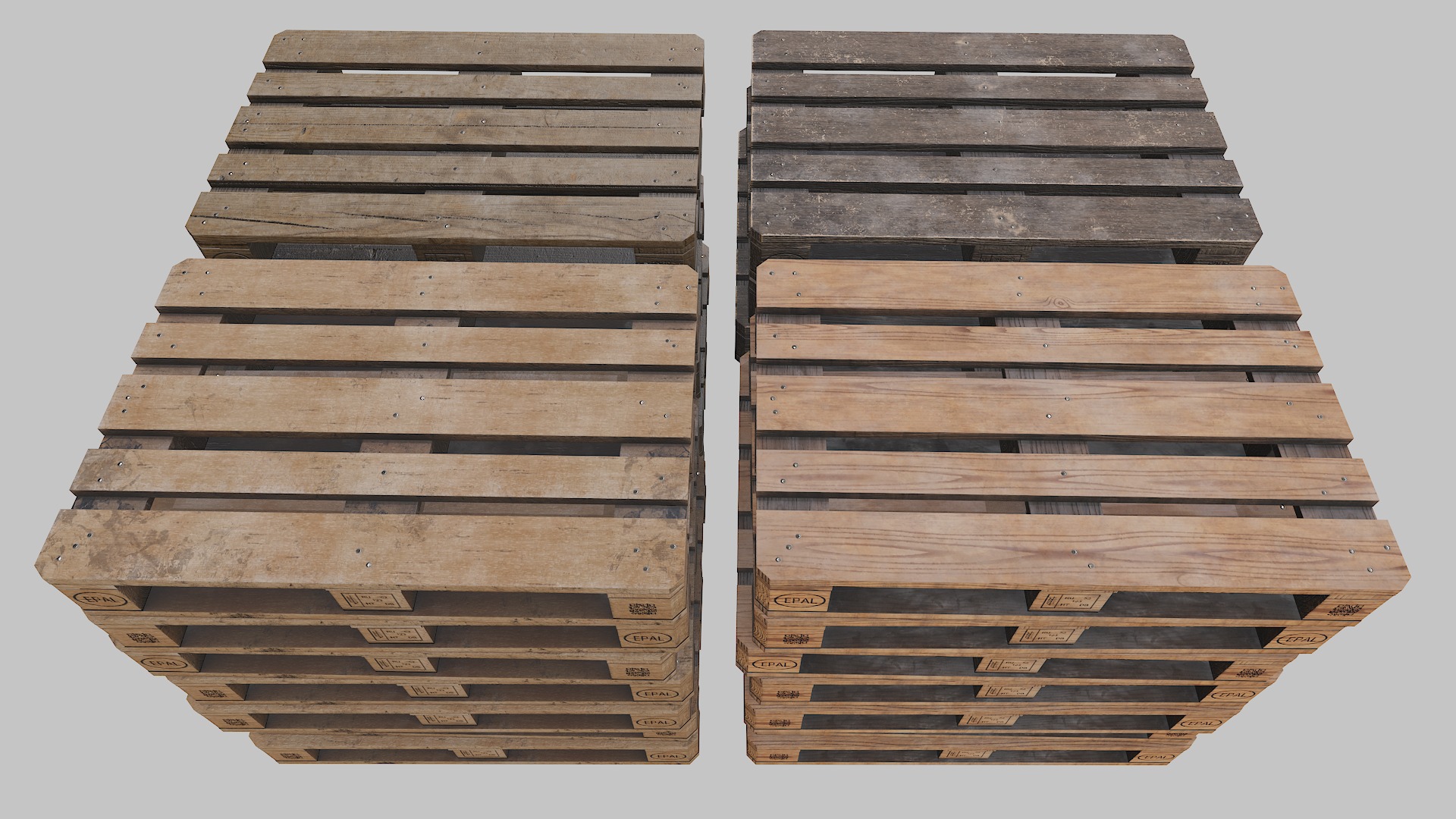Pallets wooden pack Low-poly 3D model_17