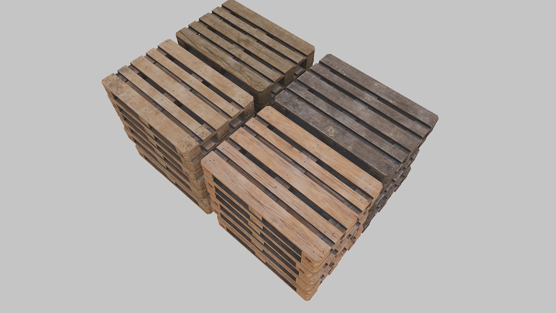 Pallets wooden pack Low-poly 3D model_18