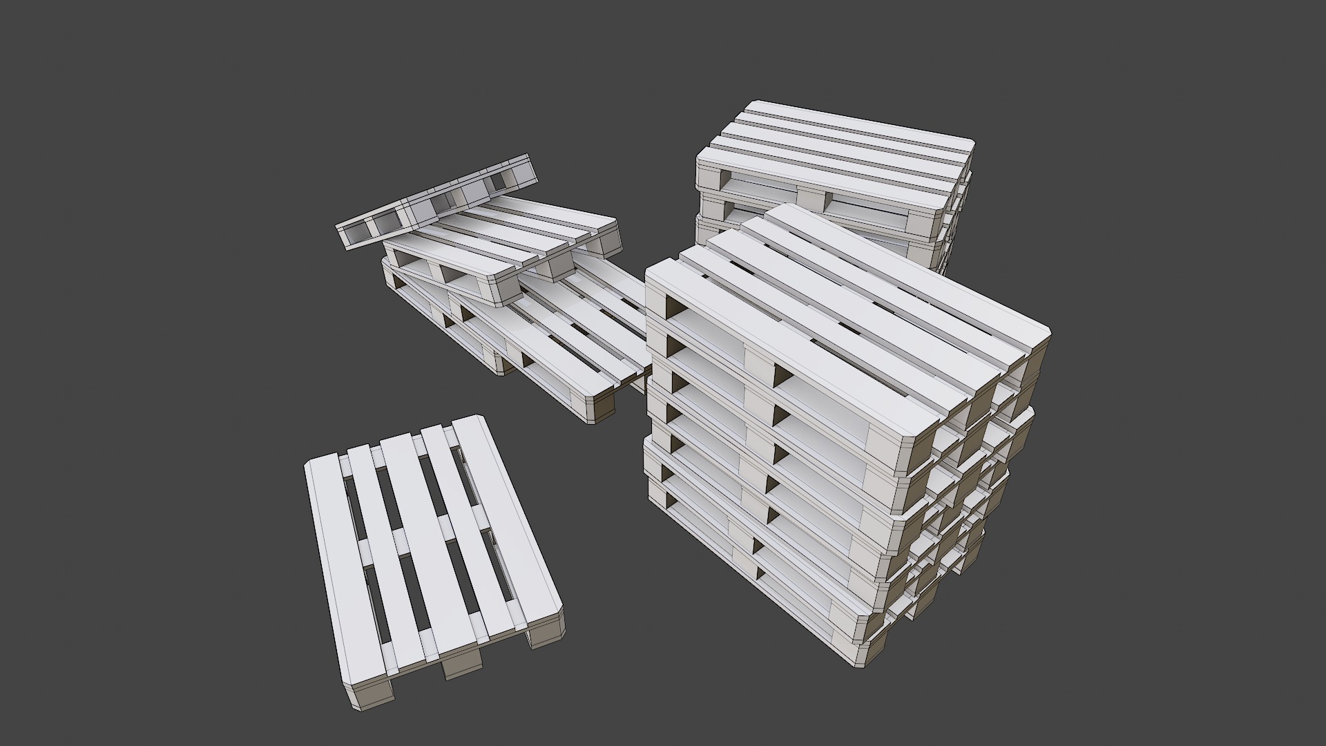 Pallets wooden pack Low-poly 3D model_20