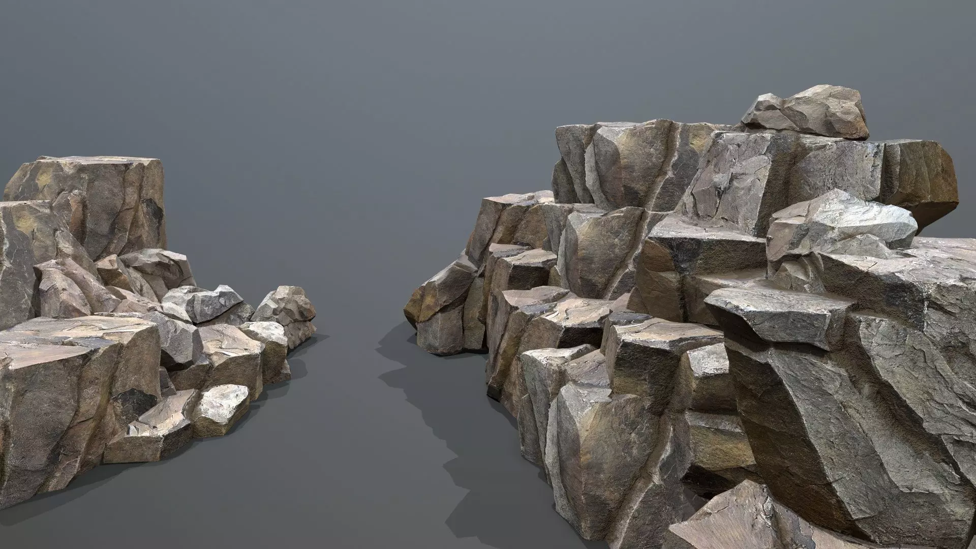 volcanic rocks Low-poly 3D model_0