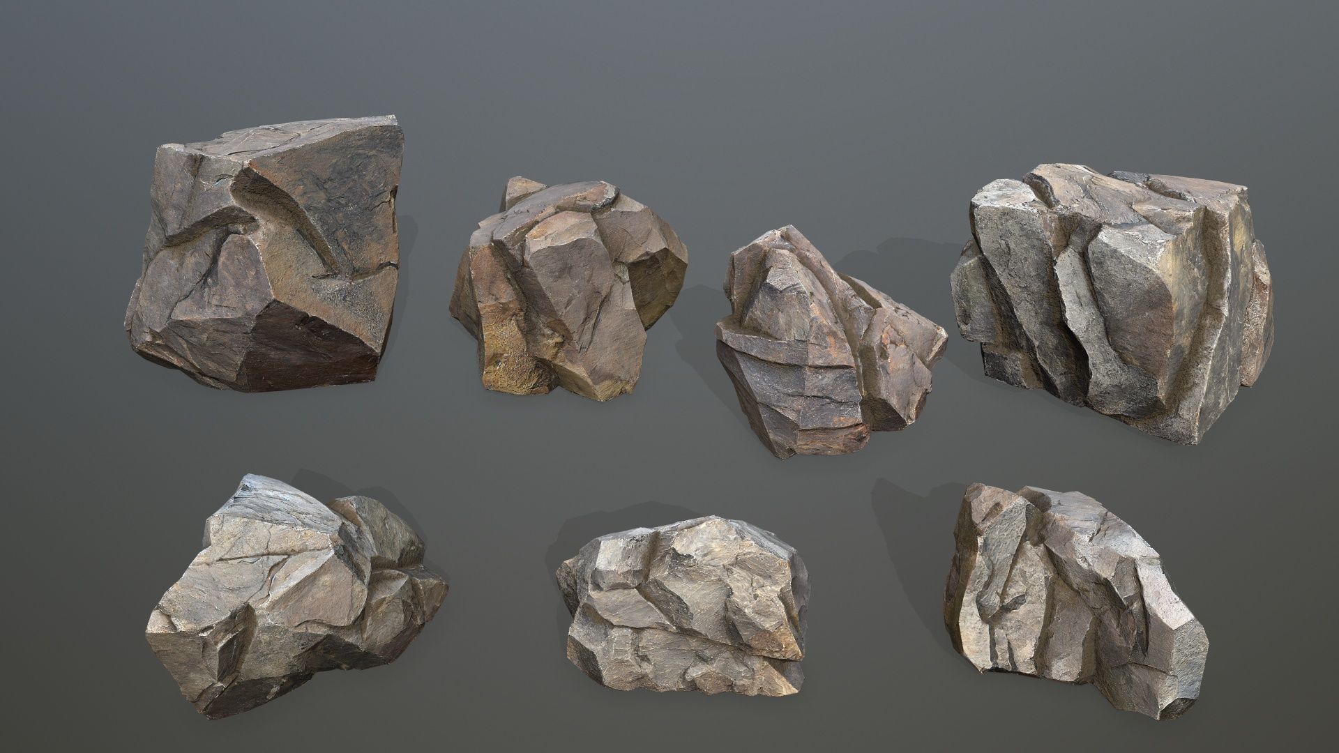 volcanic rocks Low-poly 3D model_1