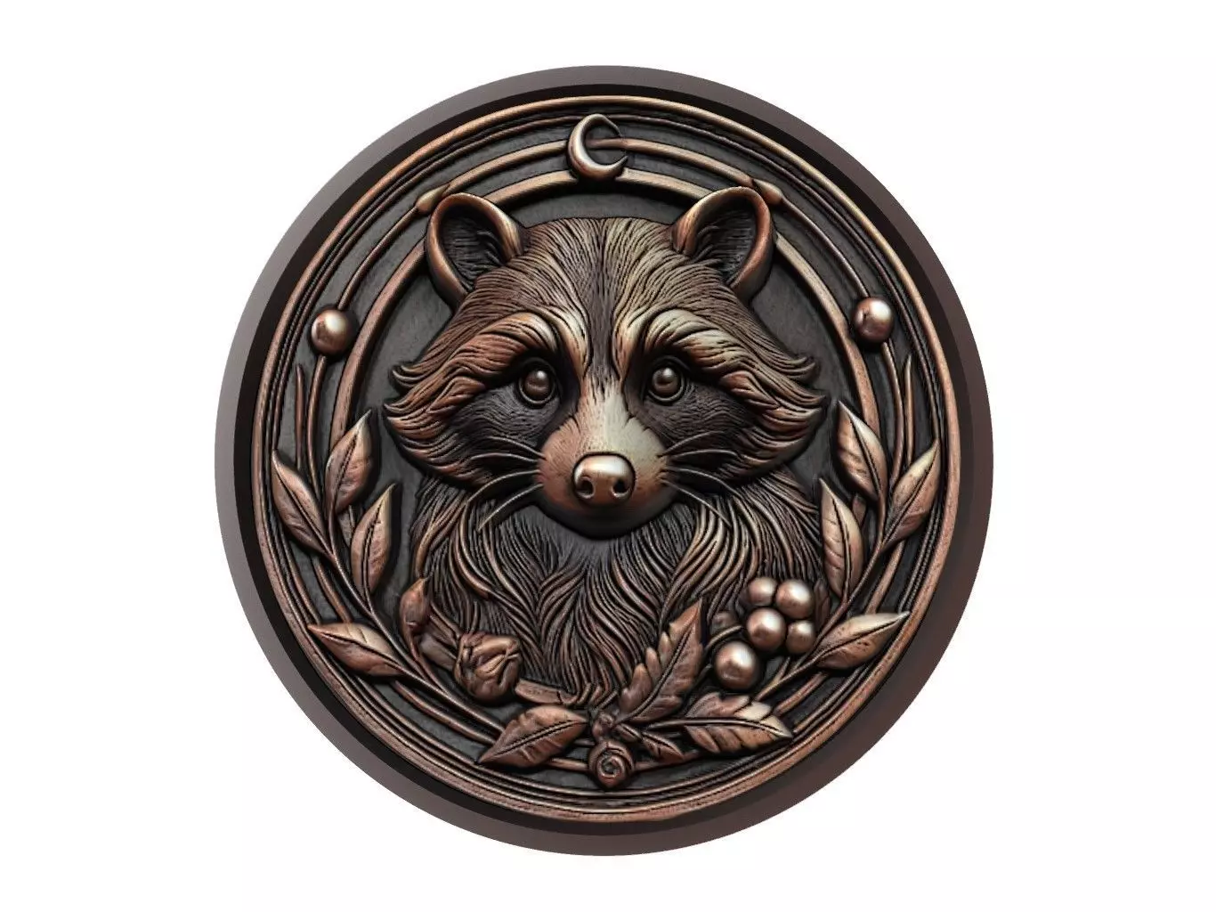 Raccoon Animal Medallion 3D print model