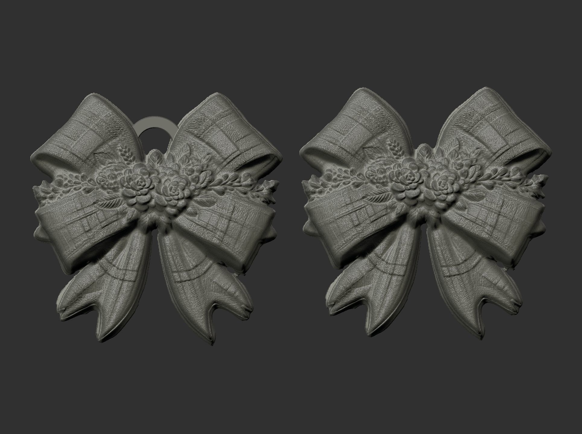 ribbon bow flower decor  3D print model_5