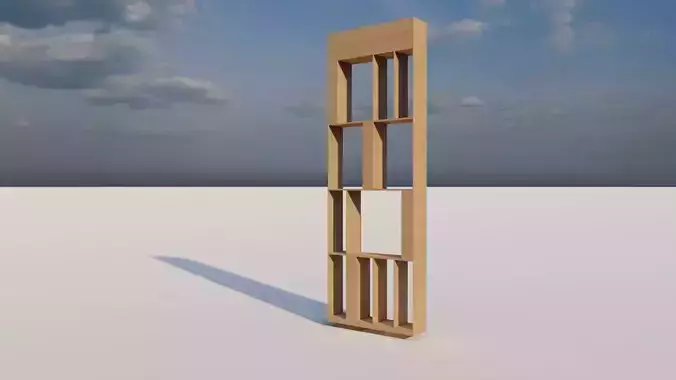 Decorative wooden shelf 3D model