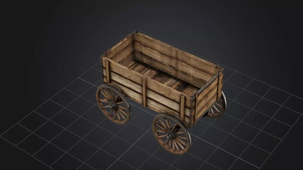 Wooden Cart 3D model_0