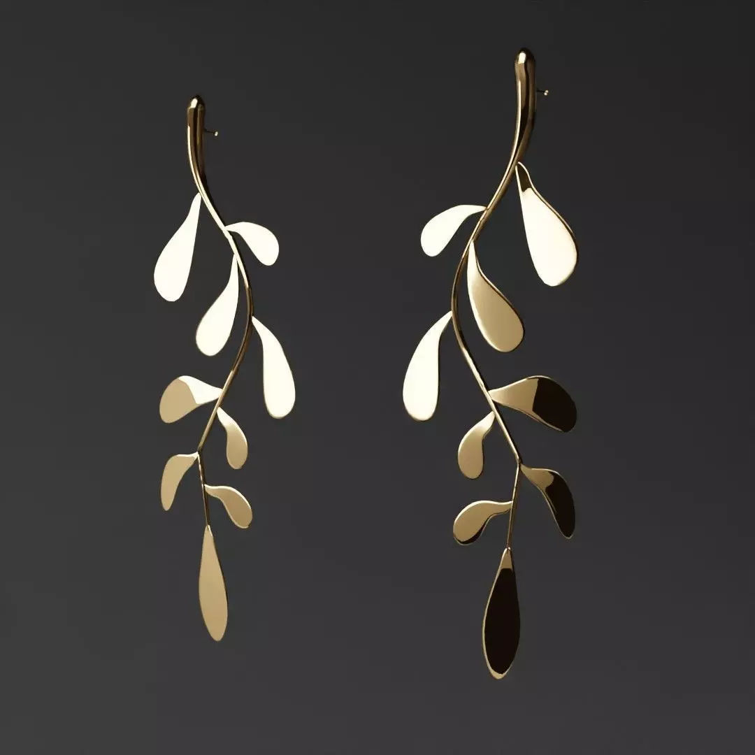 Simple Golden Earing model - Leaf twig design 3D model
