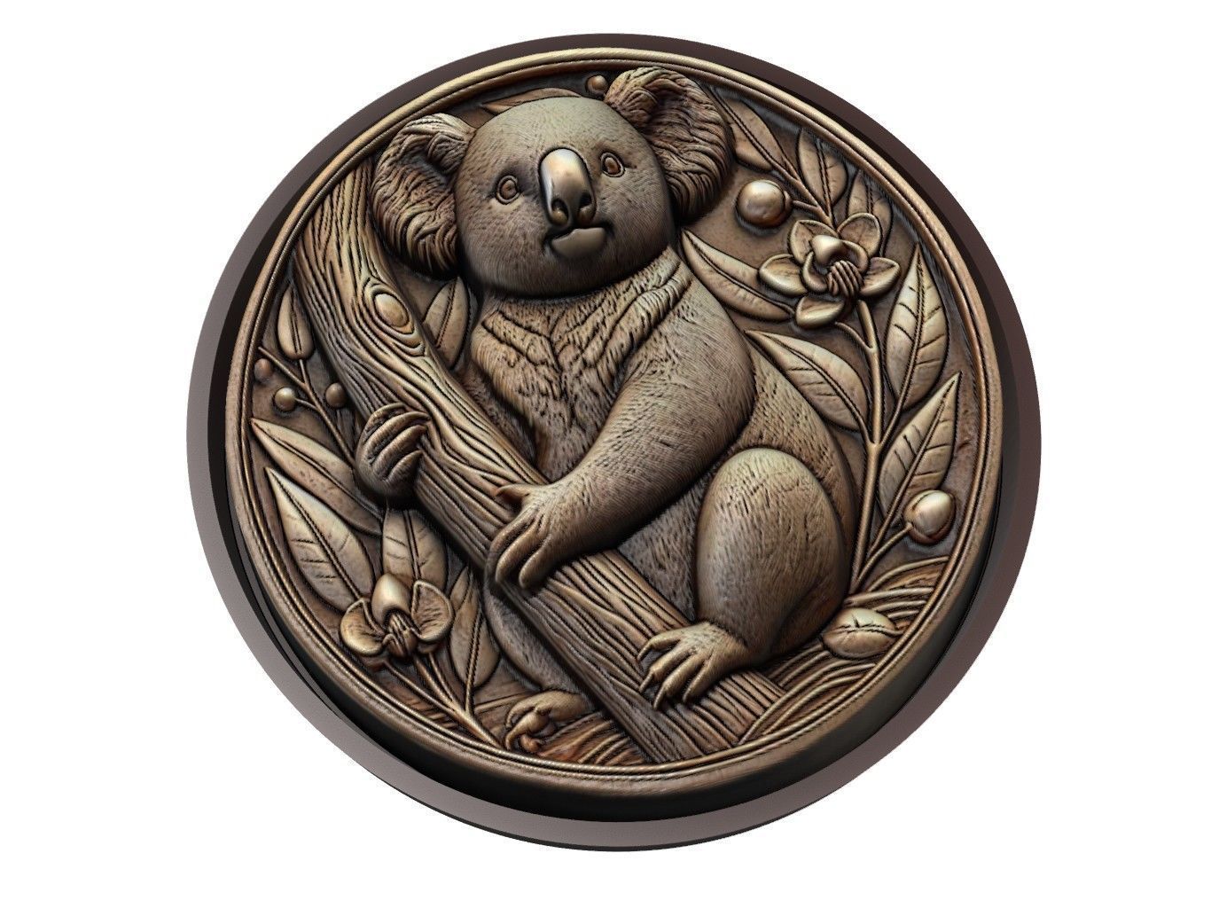 Koala Animal Medallion 3D print model_1