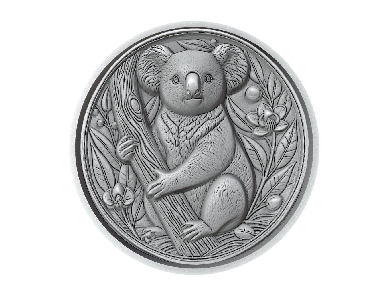 Koala Animal Medallion 3D print model_2