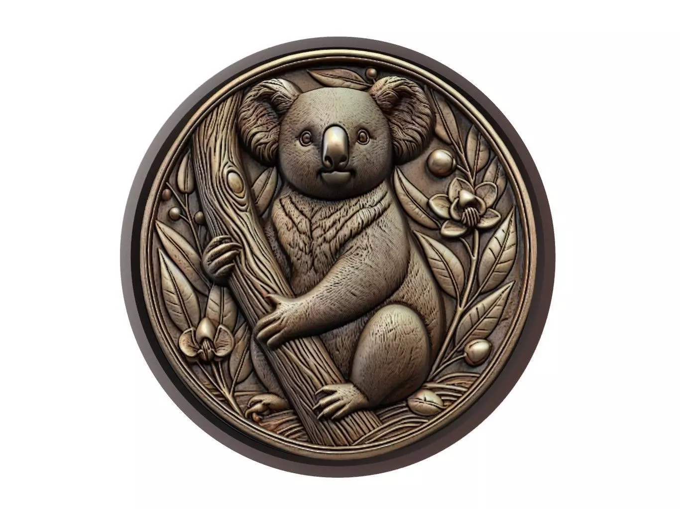Koala Animal Medallion 3D print model_0