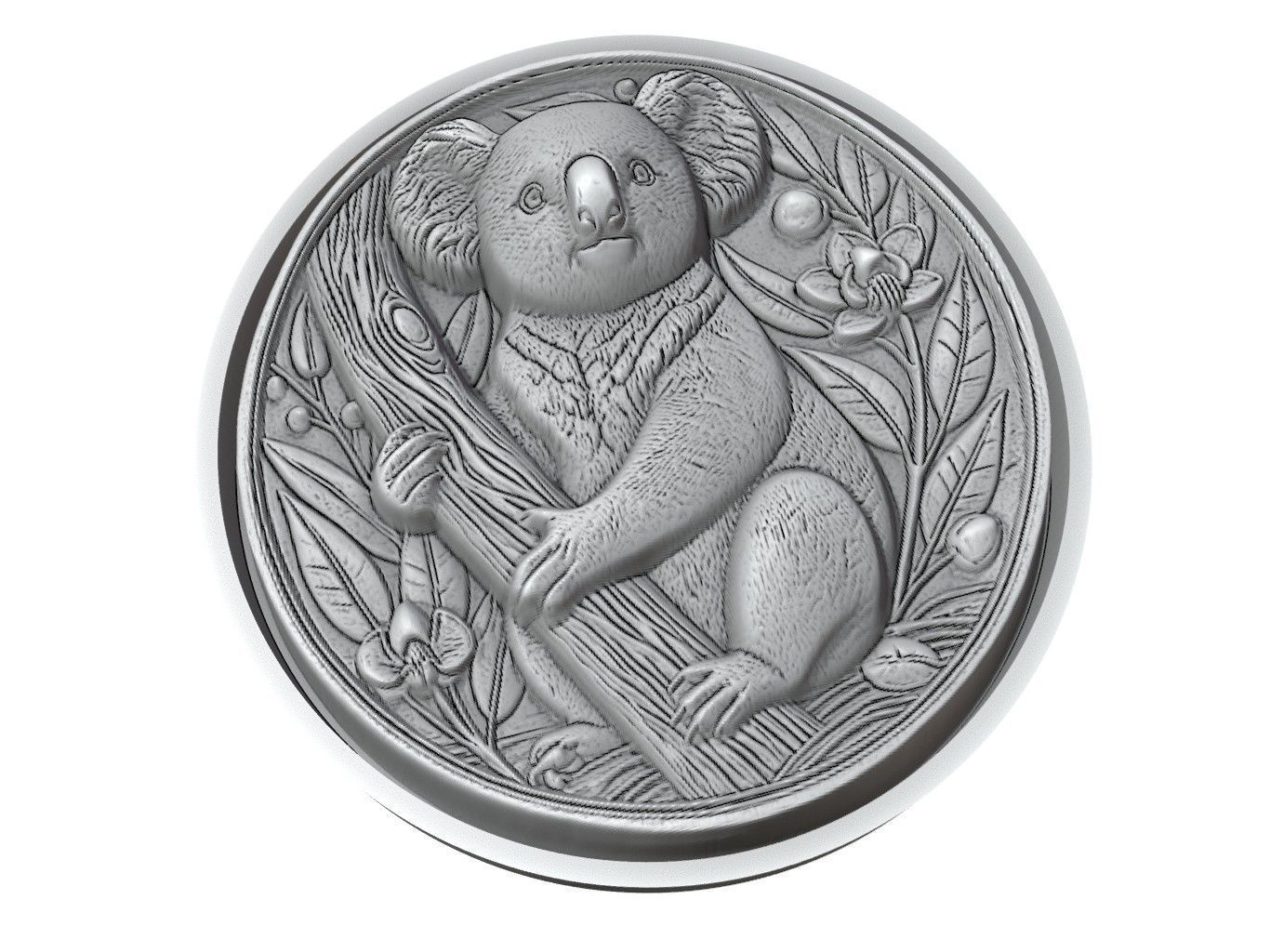 Koala Animal Medallion 3D print model_3