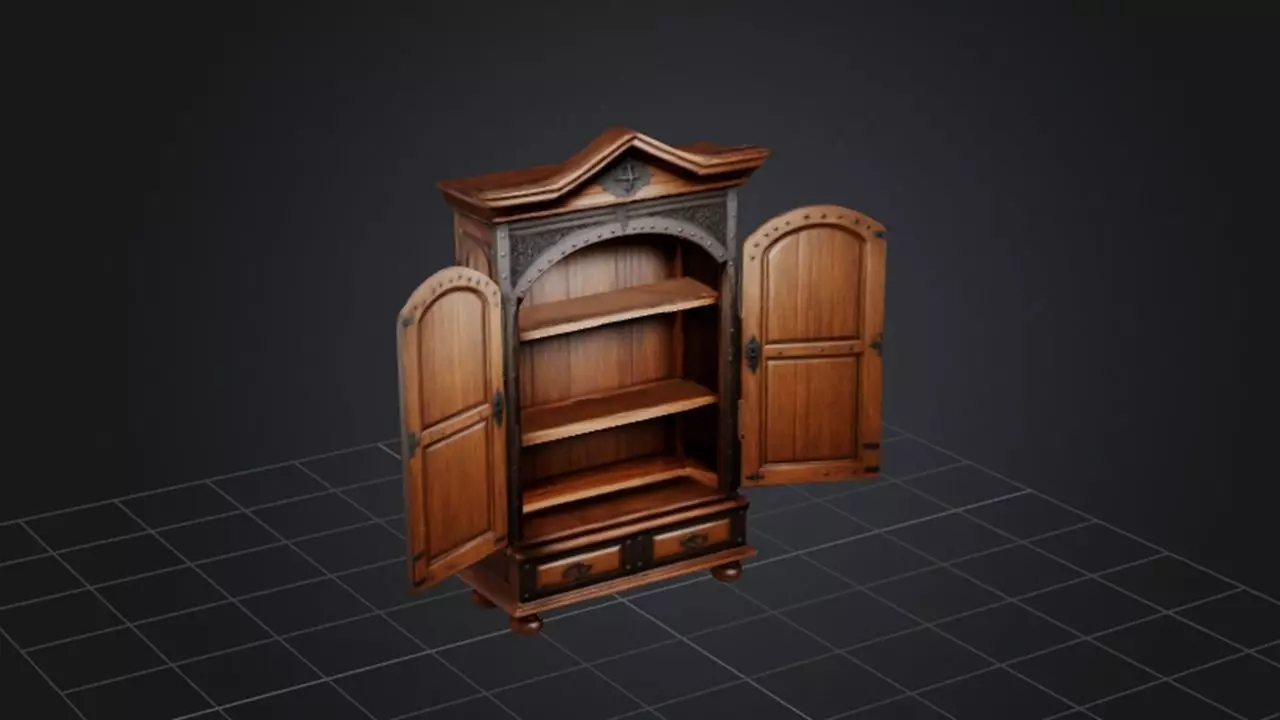 Wooden Almirah wardrobe  3D model_0