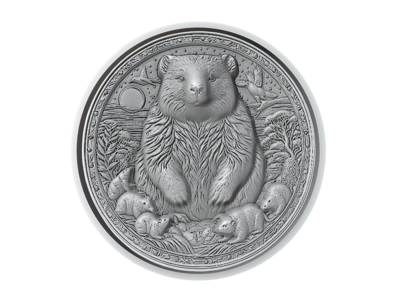 Wombat Animal Medallion 3D print model_2