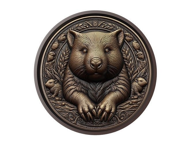 Wombat Animal Medallion 3D print model