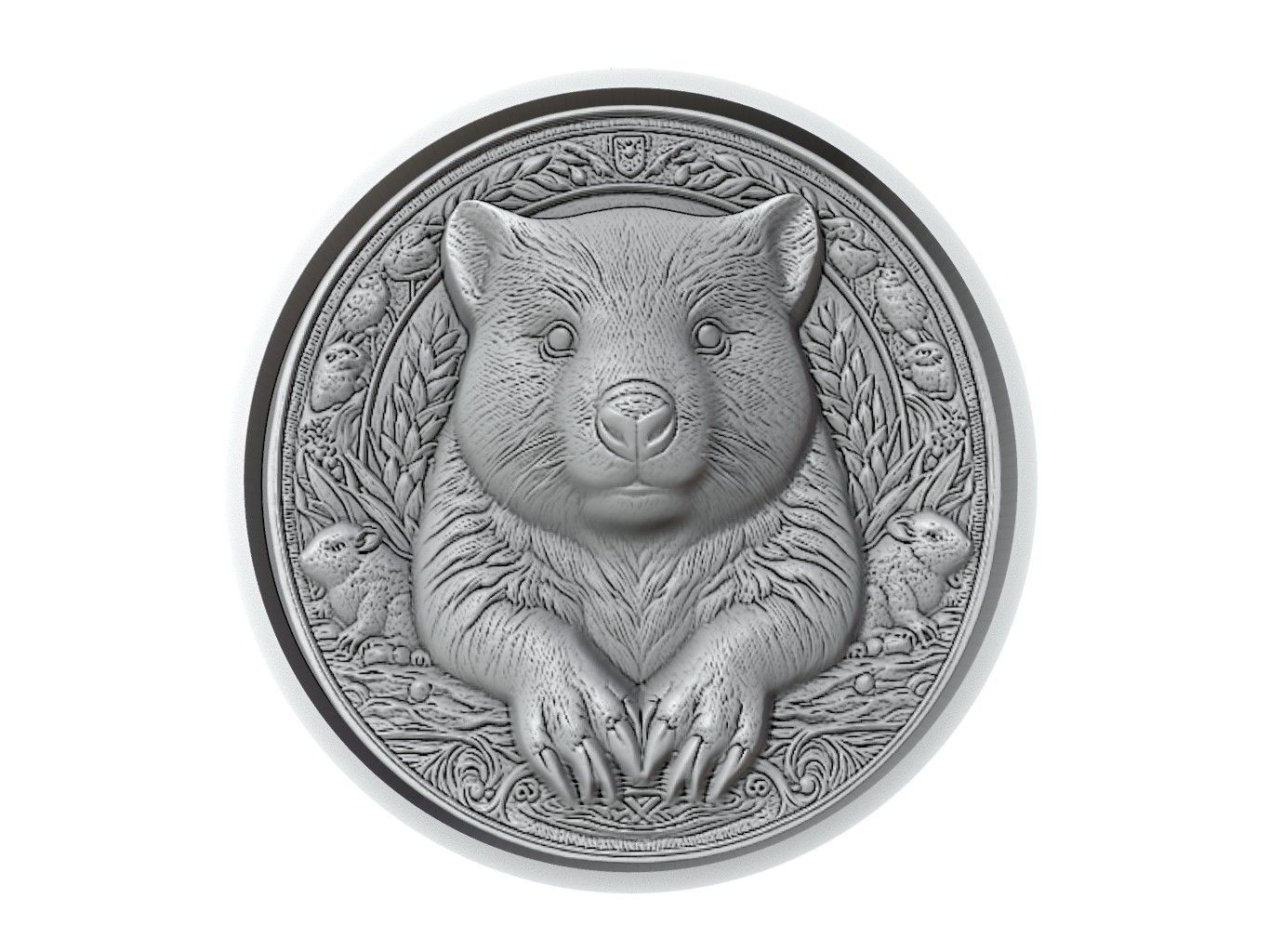 Wombat Animal Medallion 3D print model_2