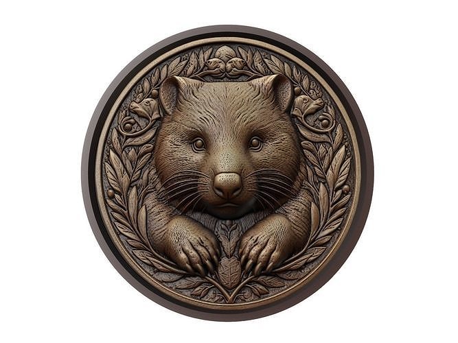 Wombat Animal Medallion 3D print model