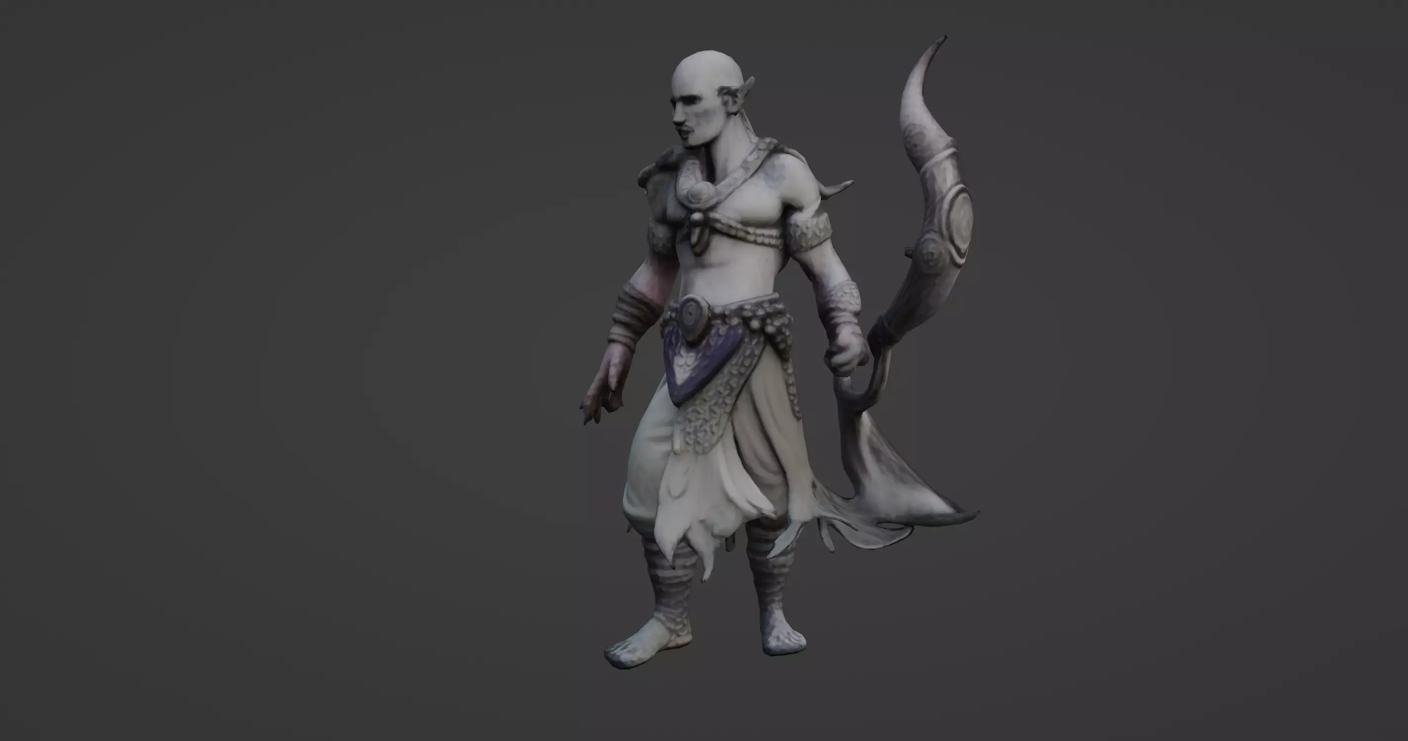 Dark Elven Warrior with Enchanted Scythe 3D model_0