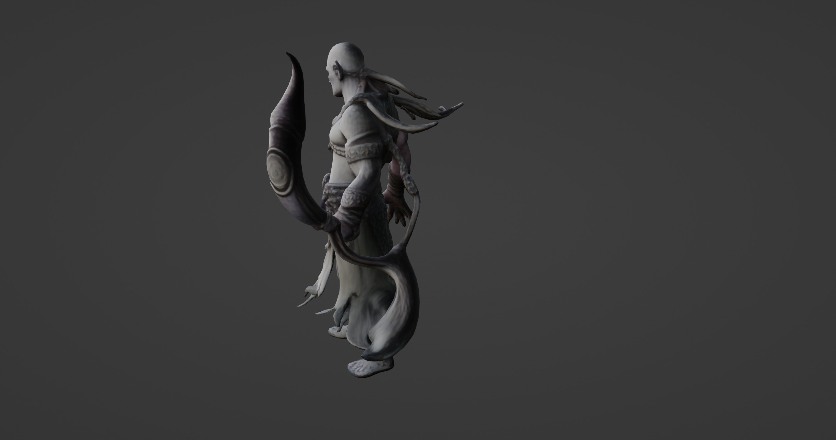 Dark Elven Warrior with Enchanted Scythe 3D model_5