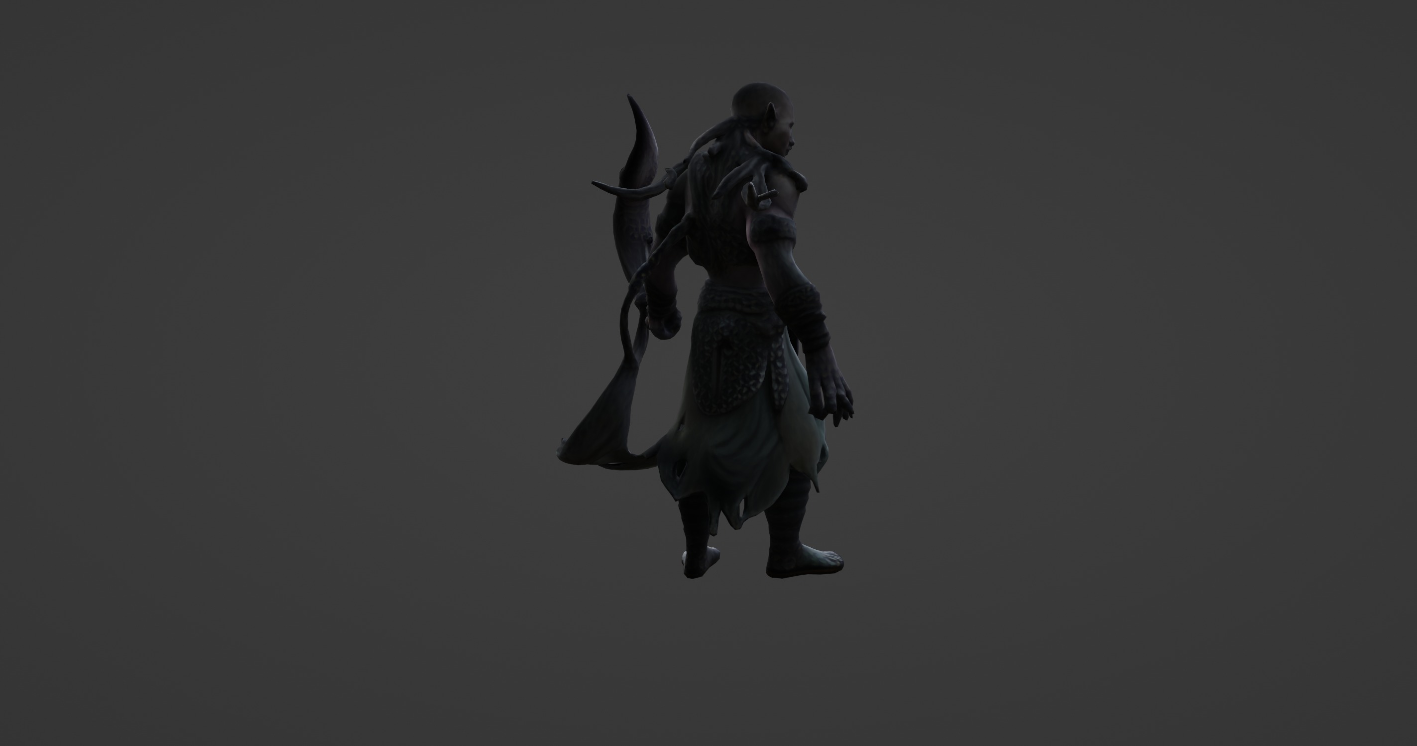Dark Elven Warrior with Enchanted Scythe 3D model_4
