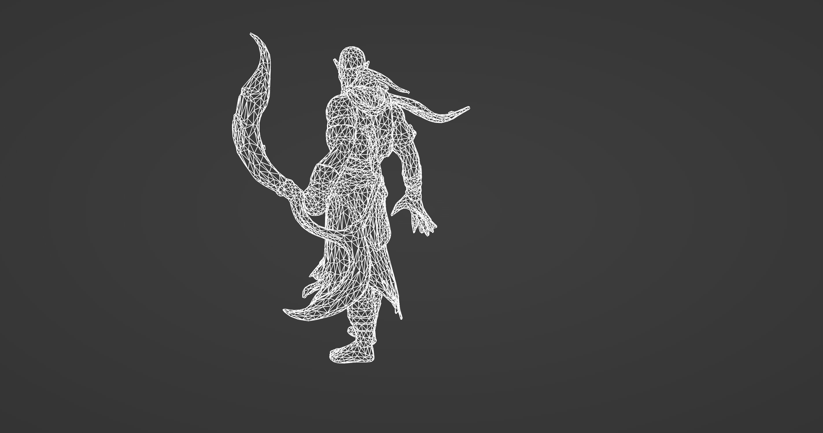 Dark Elven Warrior with Enchanted Scythe 3D model_10