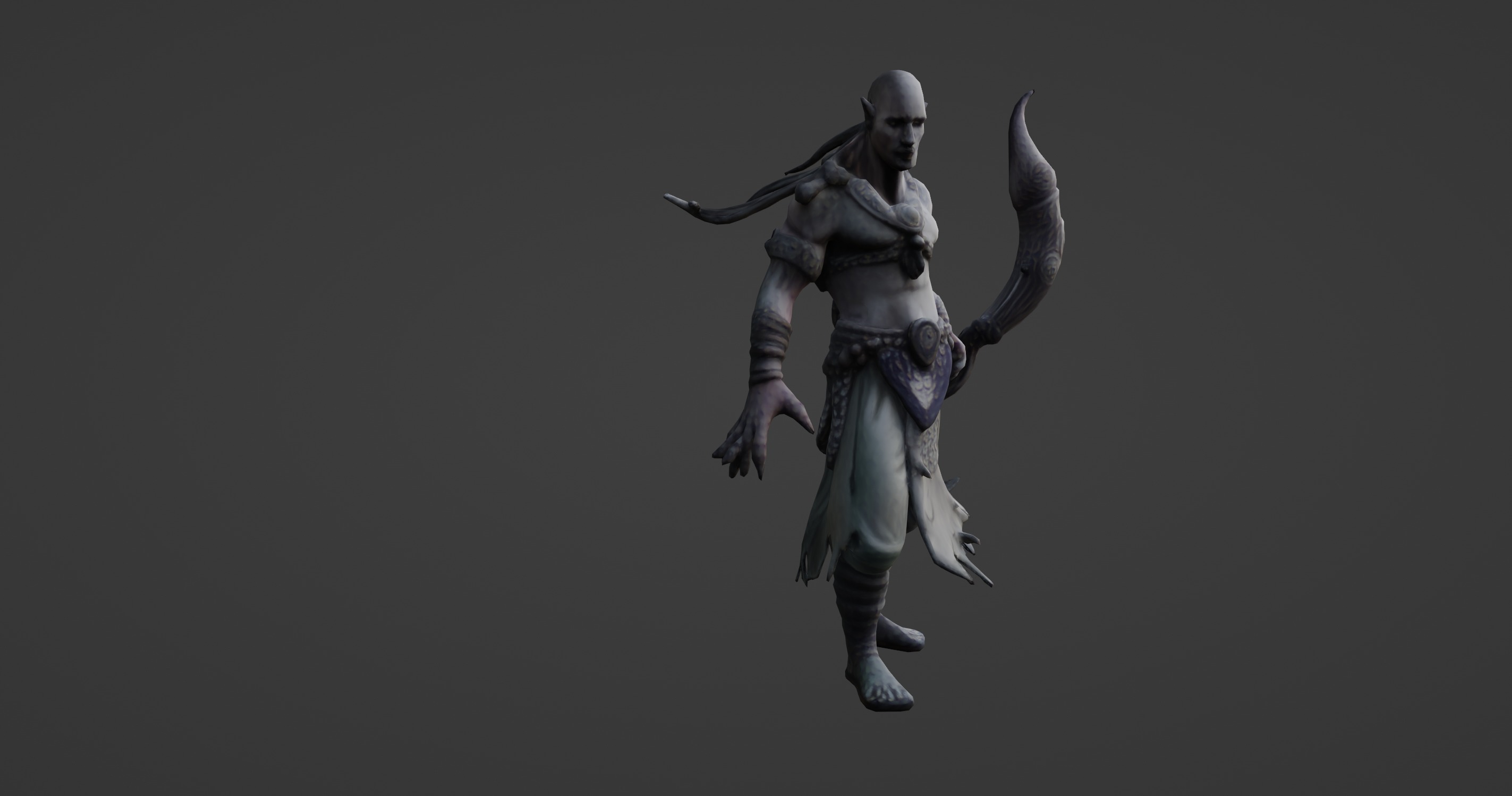 Dark Elven Warrior with Enchanted Scythe 3D model_3