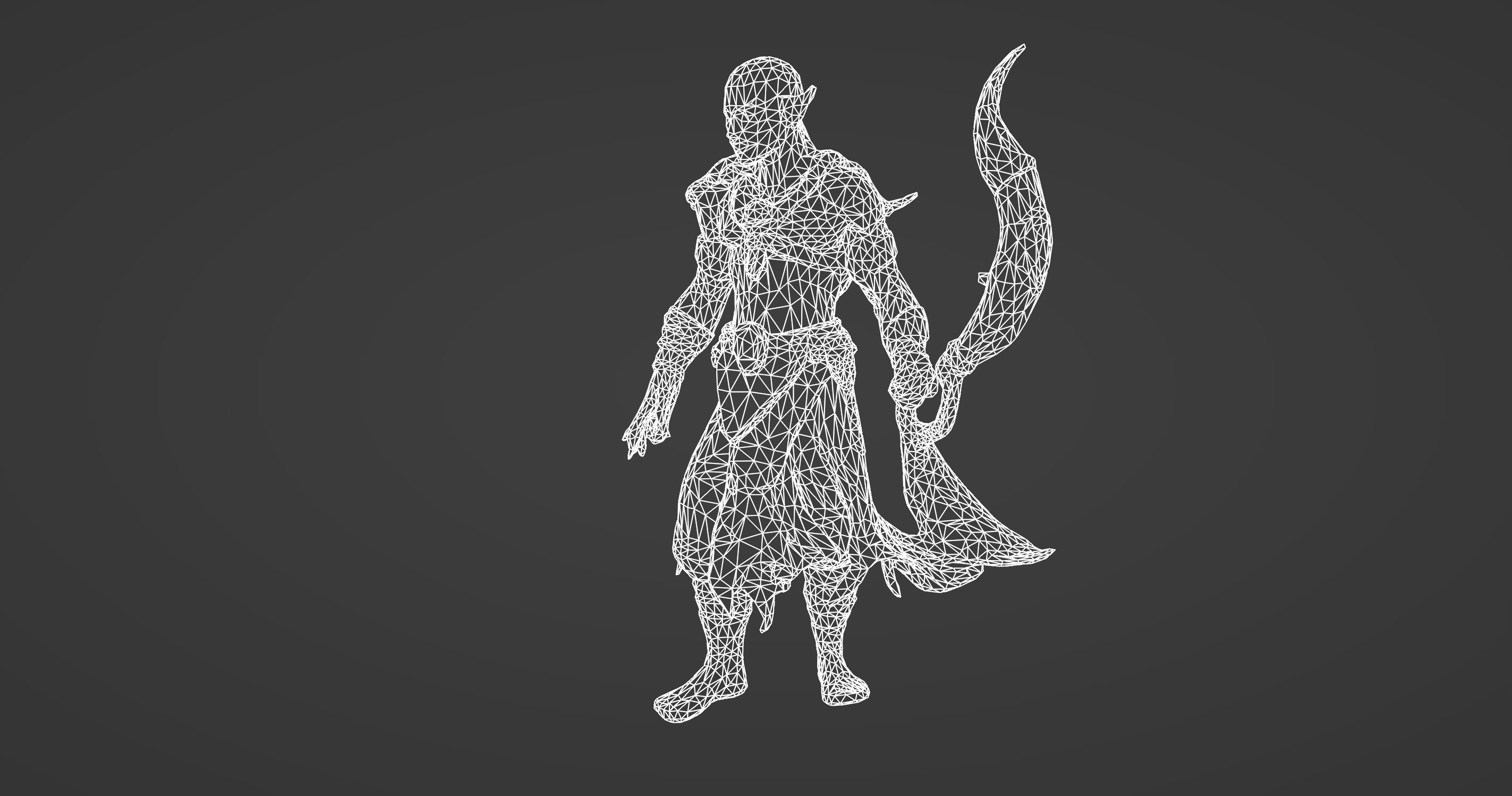 Dark Elven Warrior with Enchanted Scythe 3D model_7