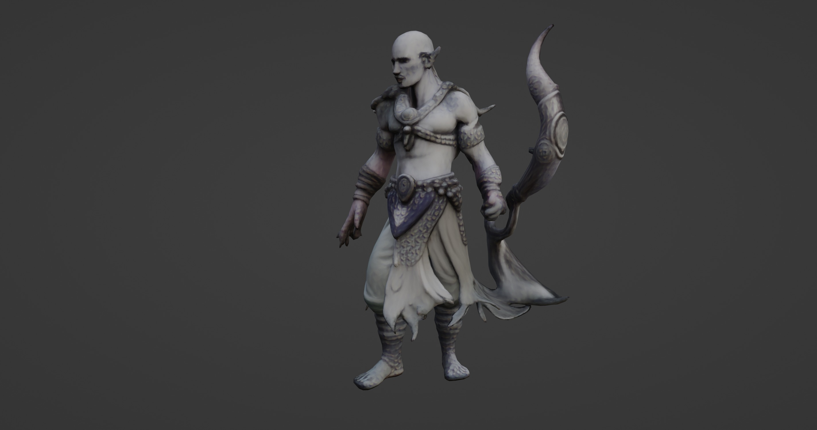 Dark Elven Warrior with Enchanted Scythe 3D model_6